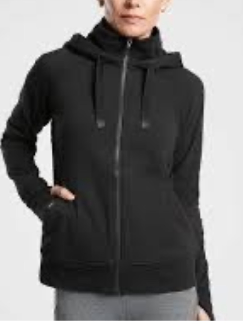 Athleta Triumph Hoodie Jacket Full Zip Black SIZE M